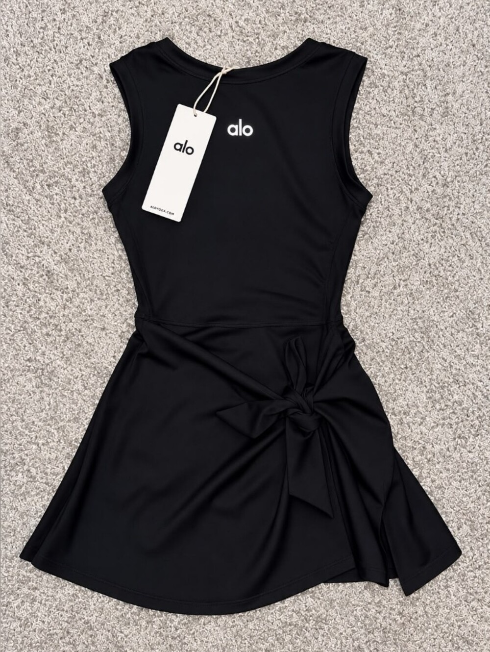 Alo Black Sleeveless Athletic Dress with Tie Waist Size S